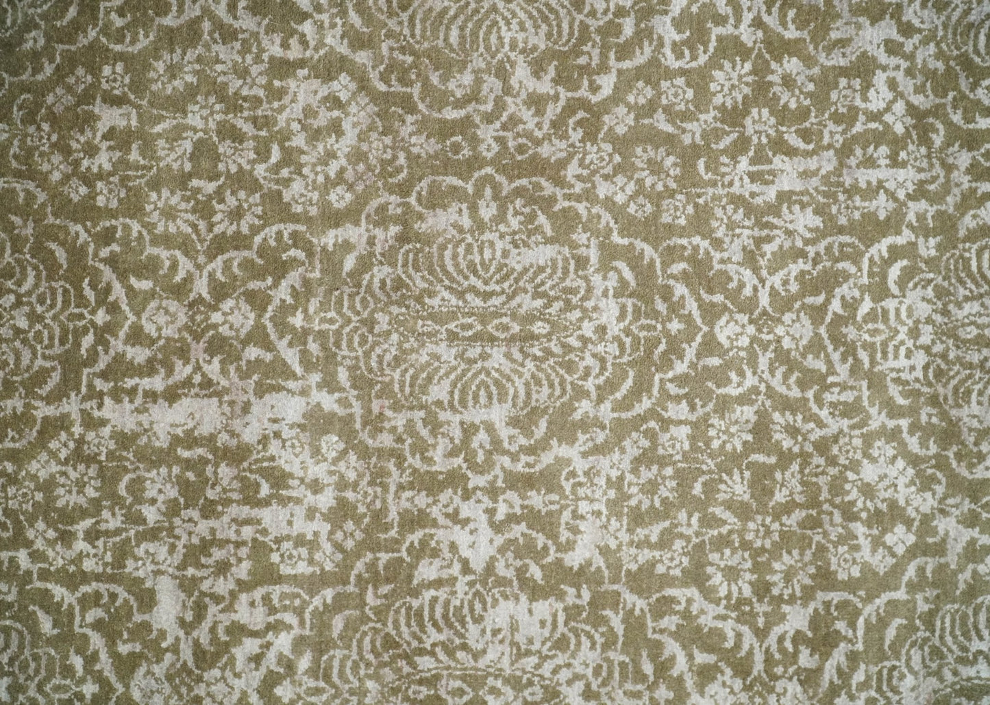 4x6 Fine Hand Knotted Olive and Silver Traditional Vintage Persian Style Antique Wool and SIlk Rug | AGR16