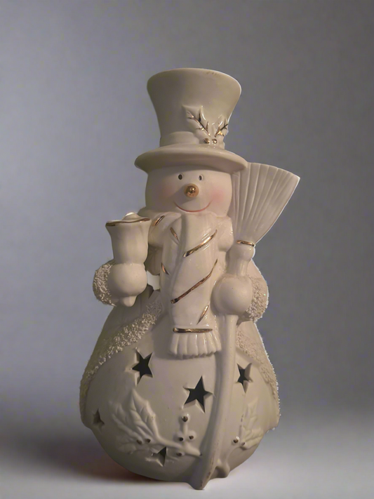 Home Collection White Ceramic Snowman Light SG9