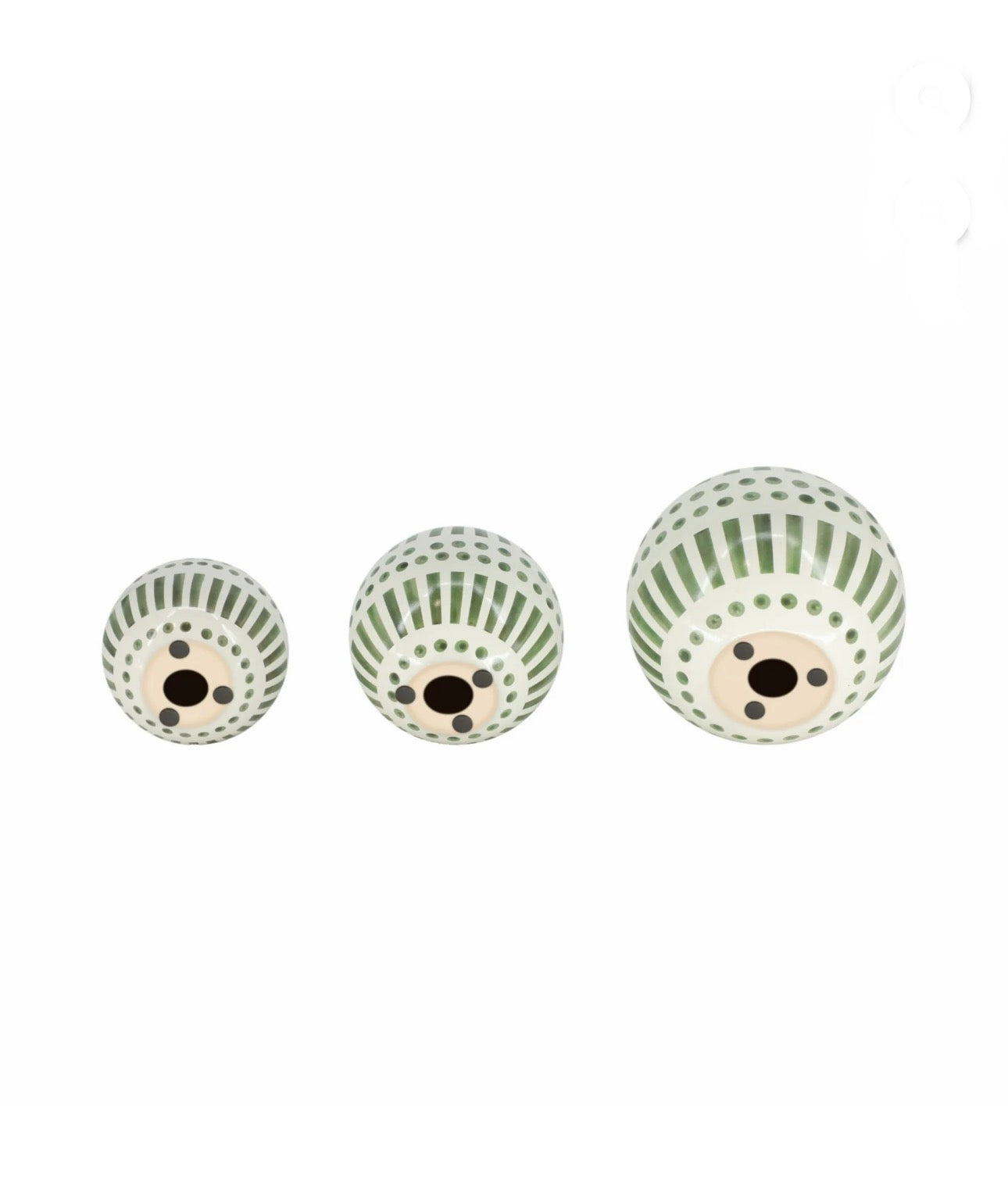 Home Set of Orbs 3 6/5/4" -Green