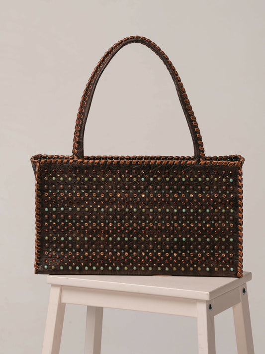 Kurtmen Bronze Crystal Stud Tote Bag