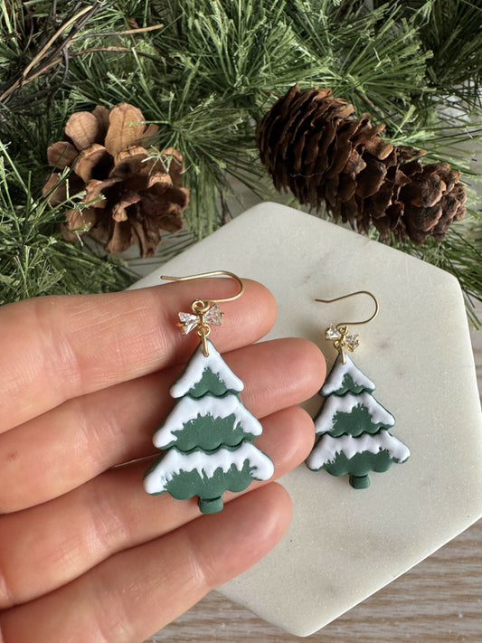 Snowy Christmas Tree Earring