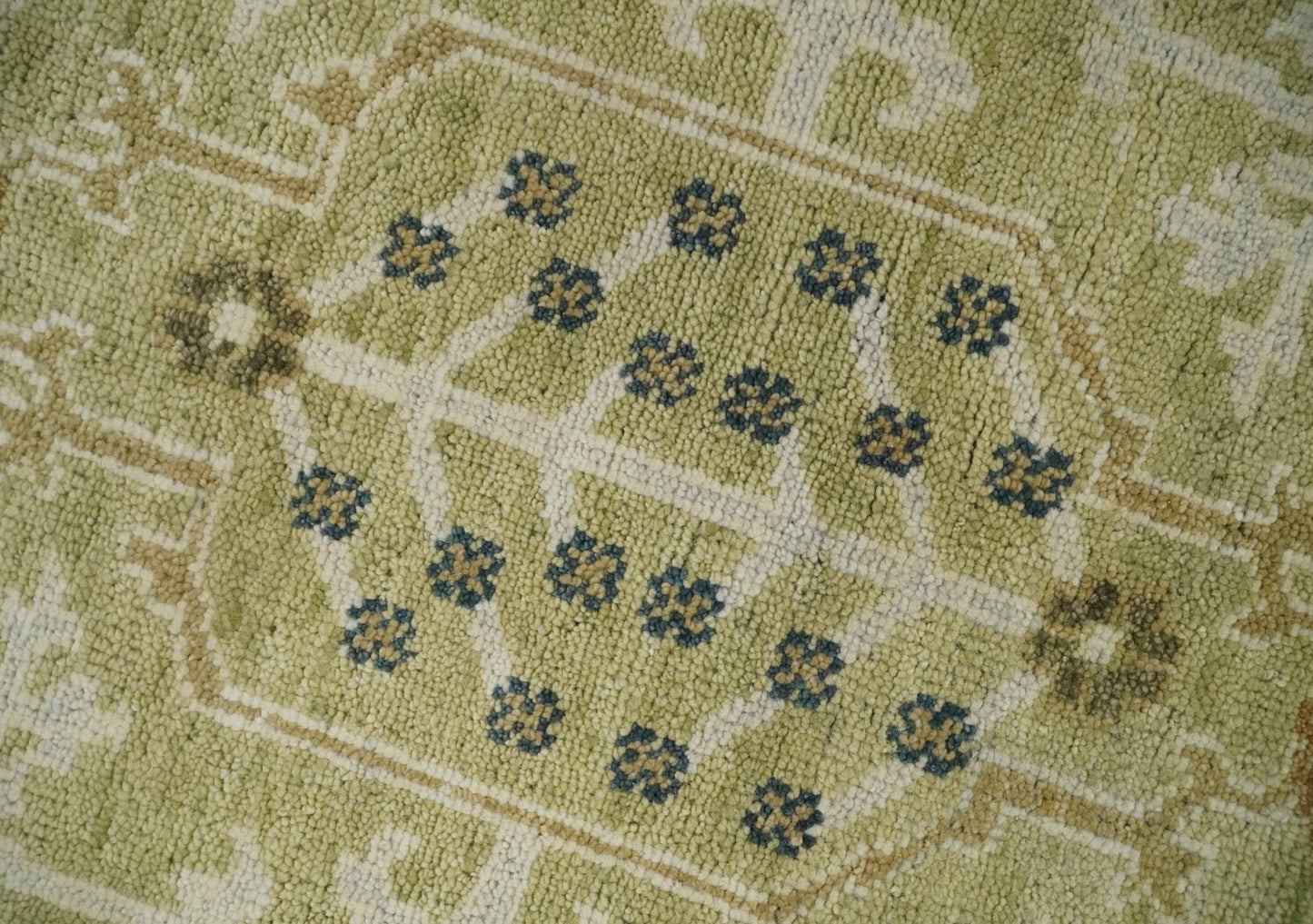 Hand Knotted Custom Made Olive, Silver and Beige Traditional Wool Rug