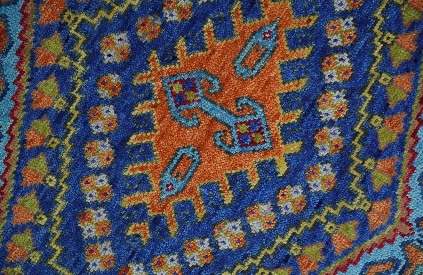 Hand Knotted Rust, Blue and Olive Traditional Multi Size Antique Wool Area Rug