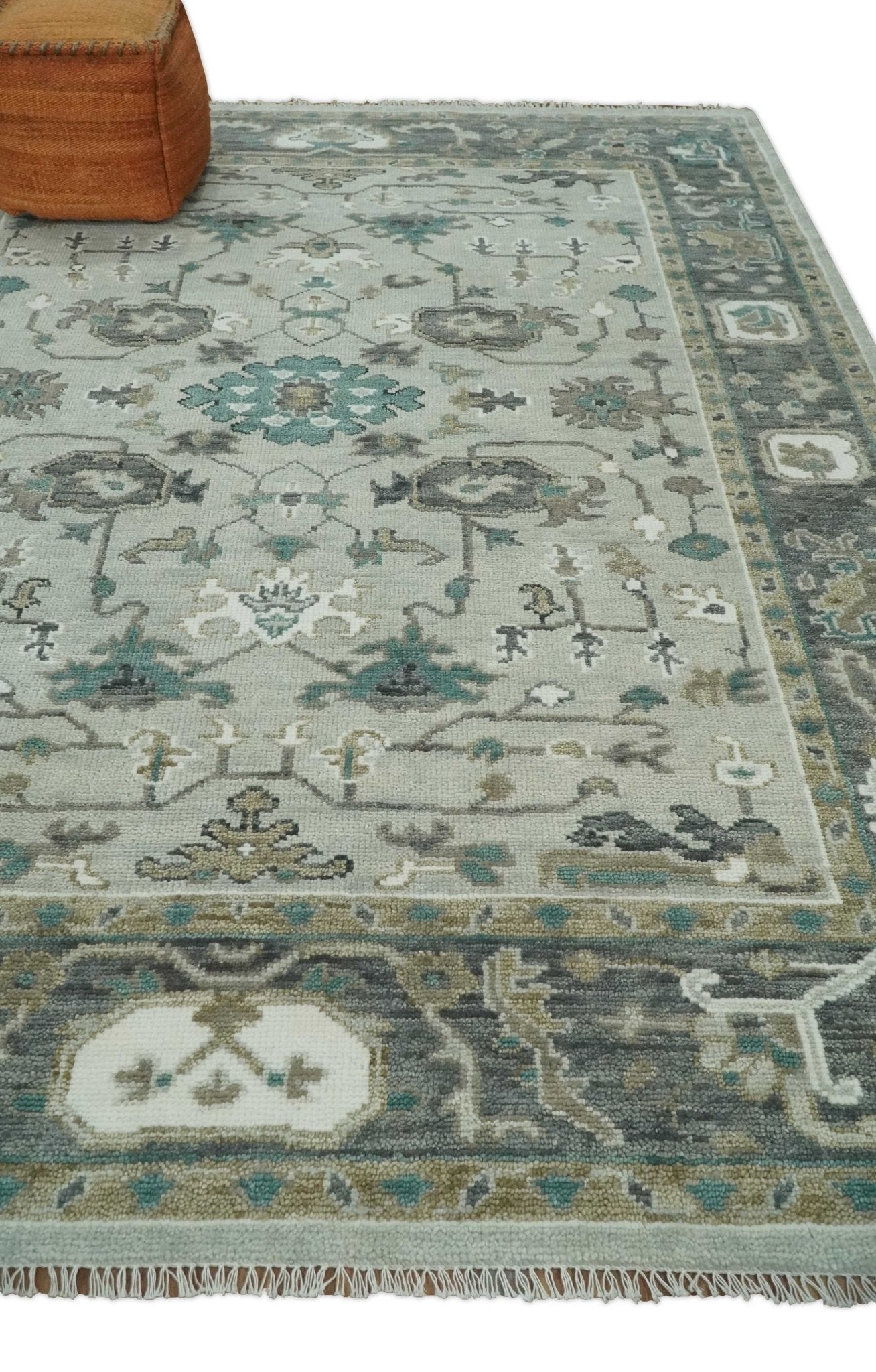 Silver, Gray and Brown Traditional Oriental Oushak Hand Knotted Multi Size wool Area Rug