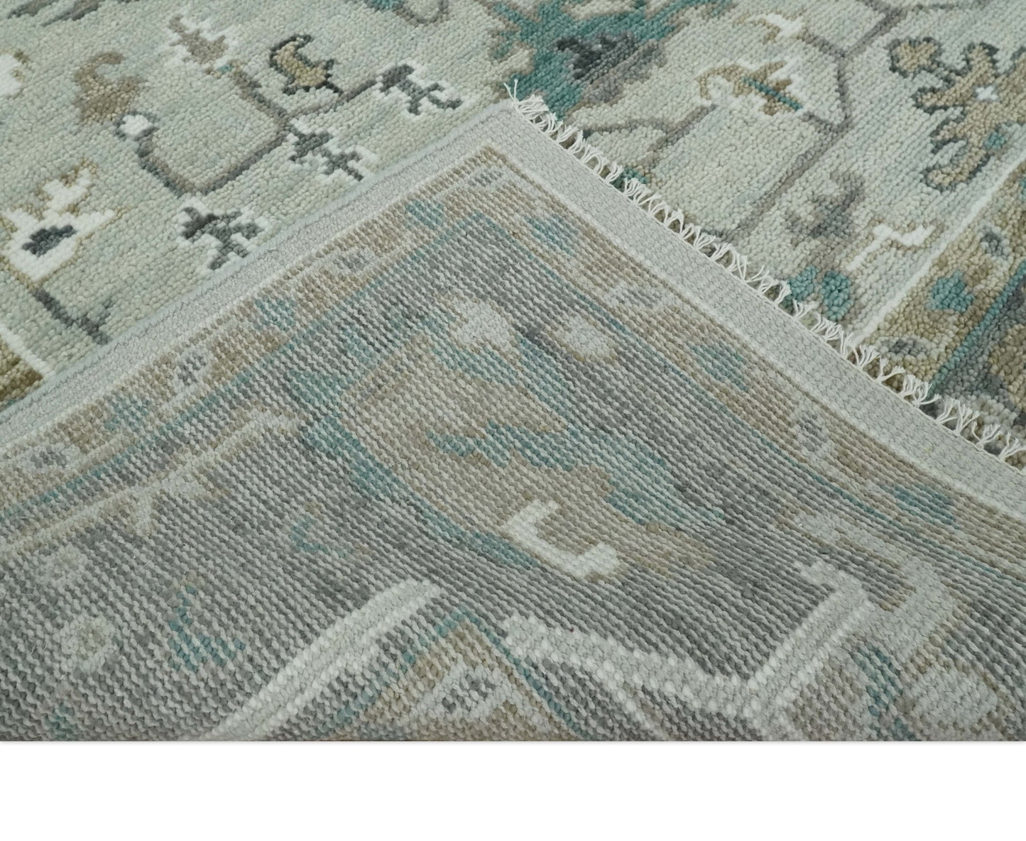 Silver, Gray and Brown Traditional Oriental Oushak Hand Knotted Multi Size wool Area Rug