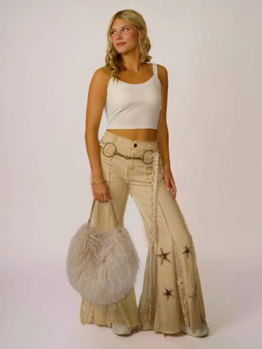 Boho Glam Rhinestone Star Flare Pants