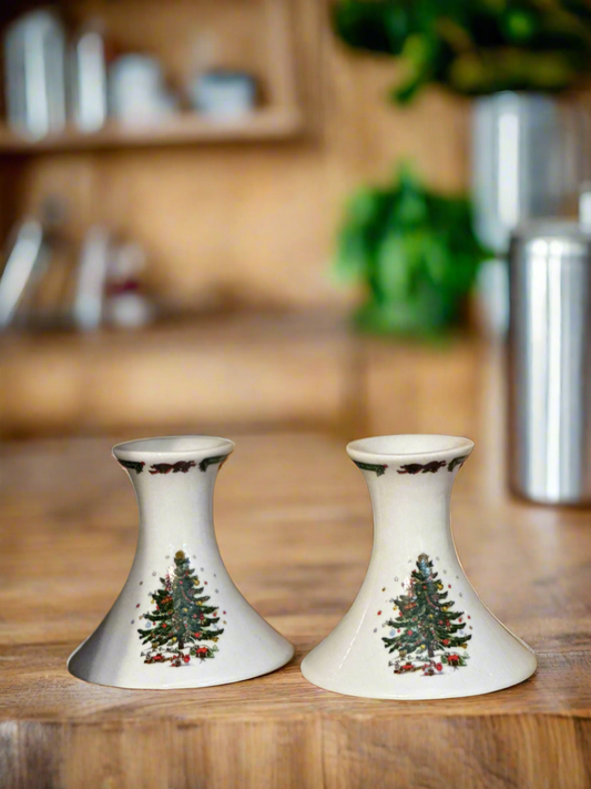 Christmas in the Park ceramic candlesticks
