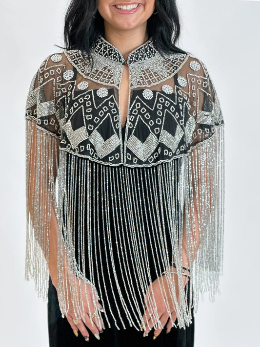 Silver Glass Beaded Cape