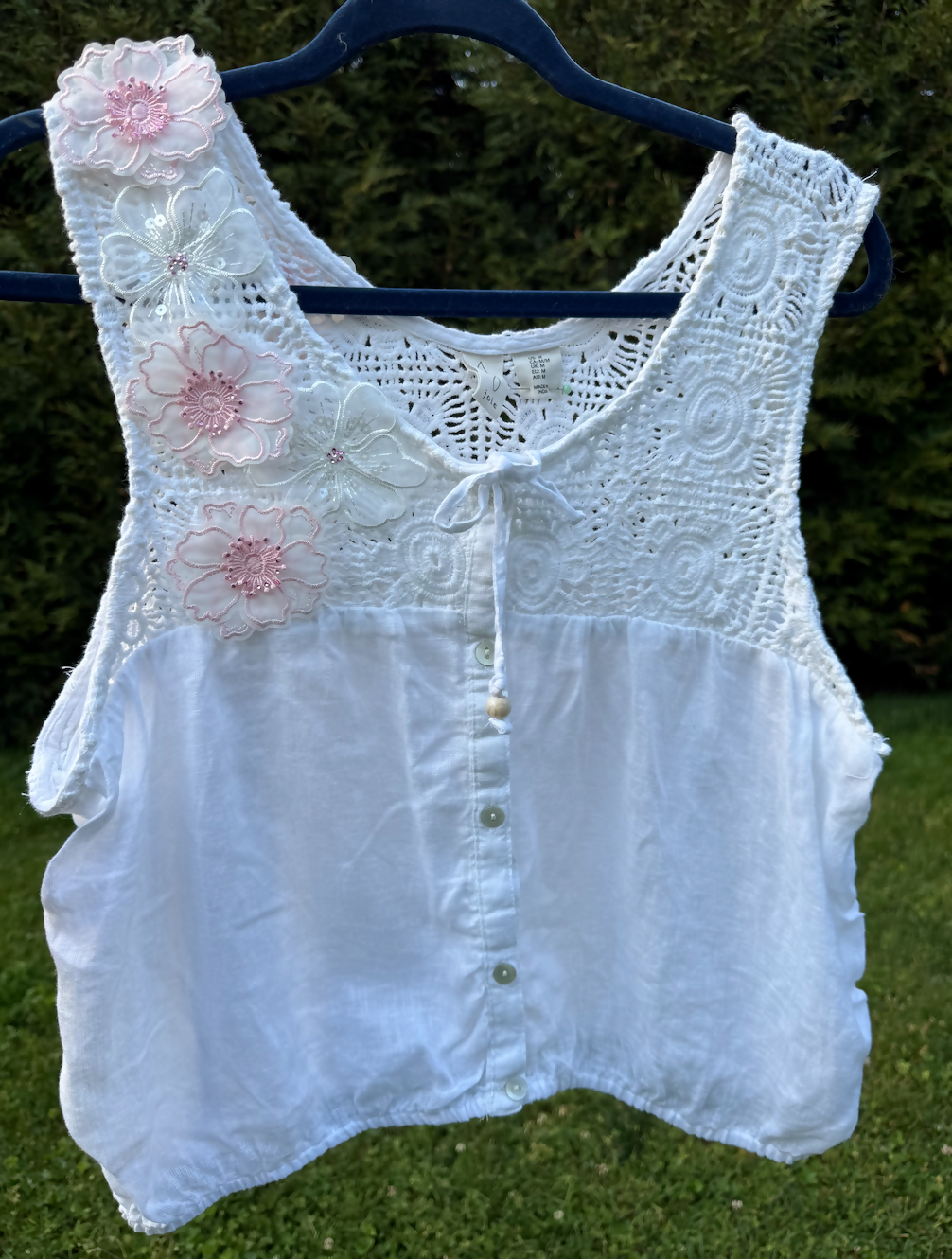 Upcycled Summer Sleeveless Blouse ~ Medium