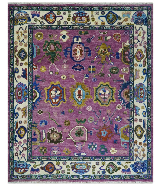 Wool Vibrant Colorful Hand knotted Oushak Area Rug
