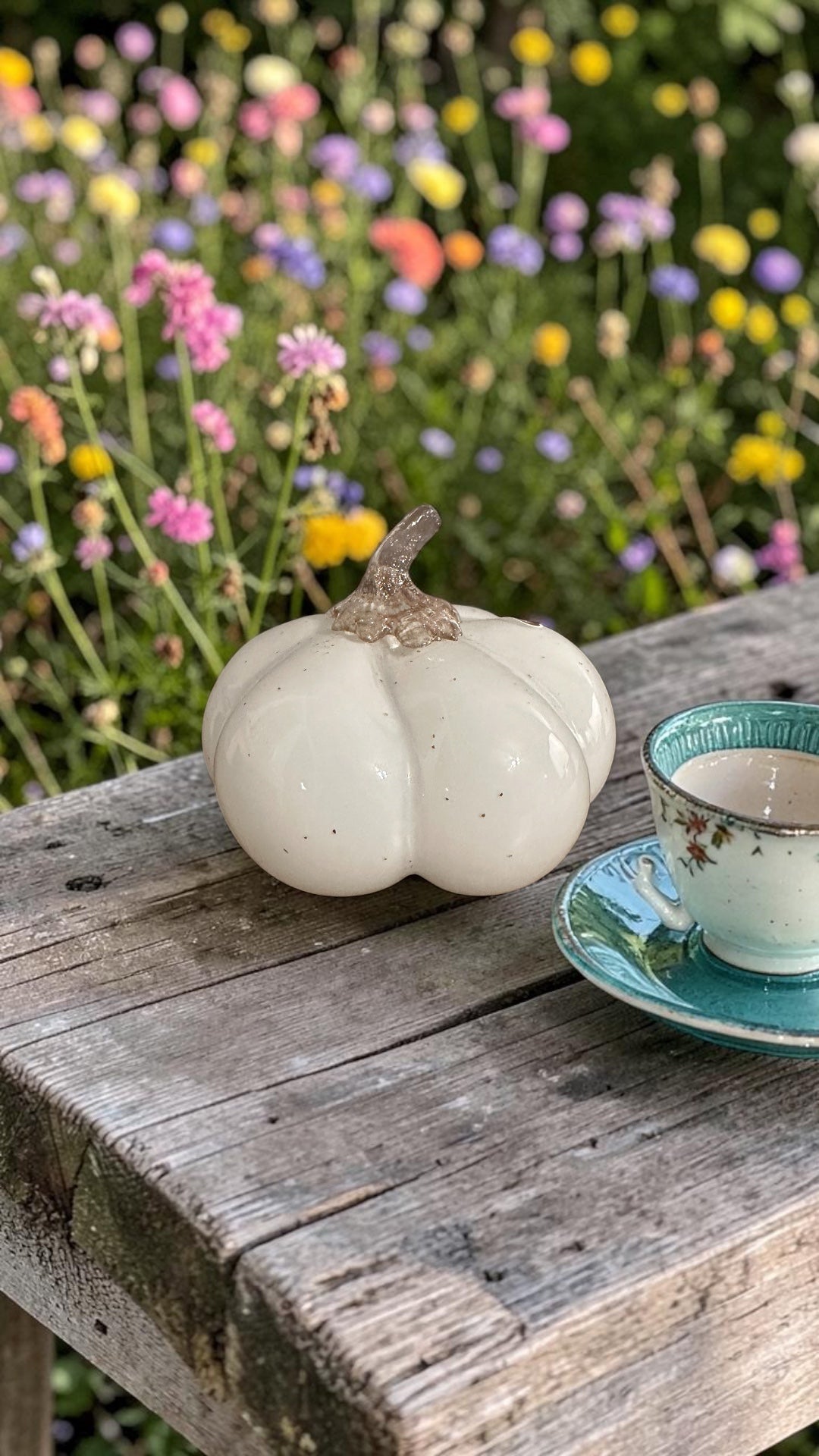 Small White Glass Pumpkin