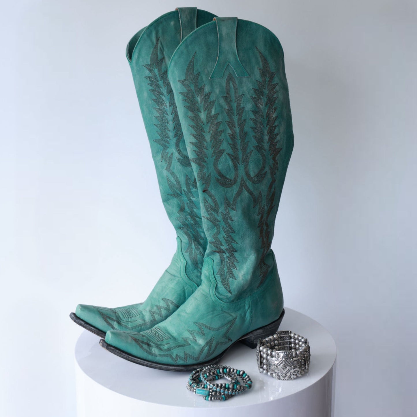 Aqua Mayra Biss Tall Cowboy Boots by Old Gringo