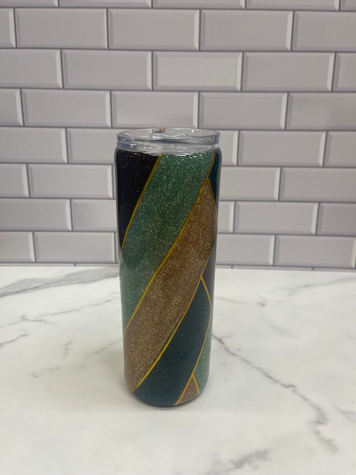 Tumbler- Gold, Brown, Teal