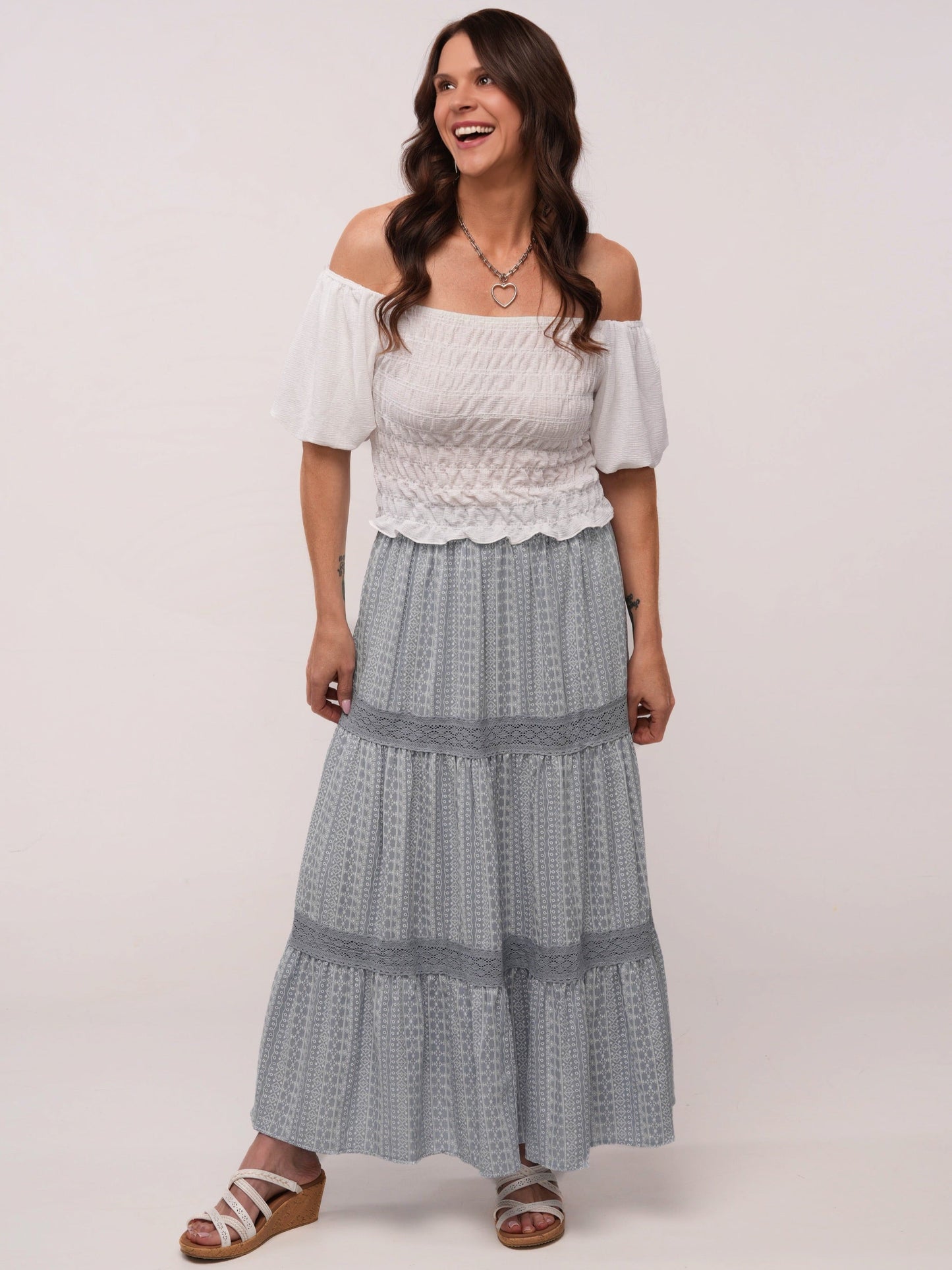 Boho Smocked Puff Sleeve White Top