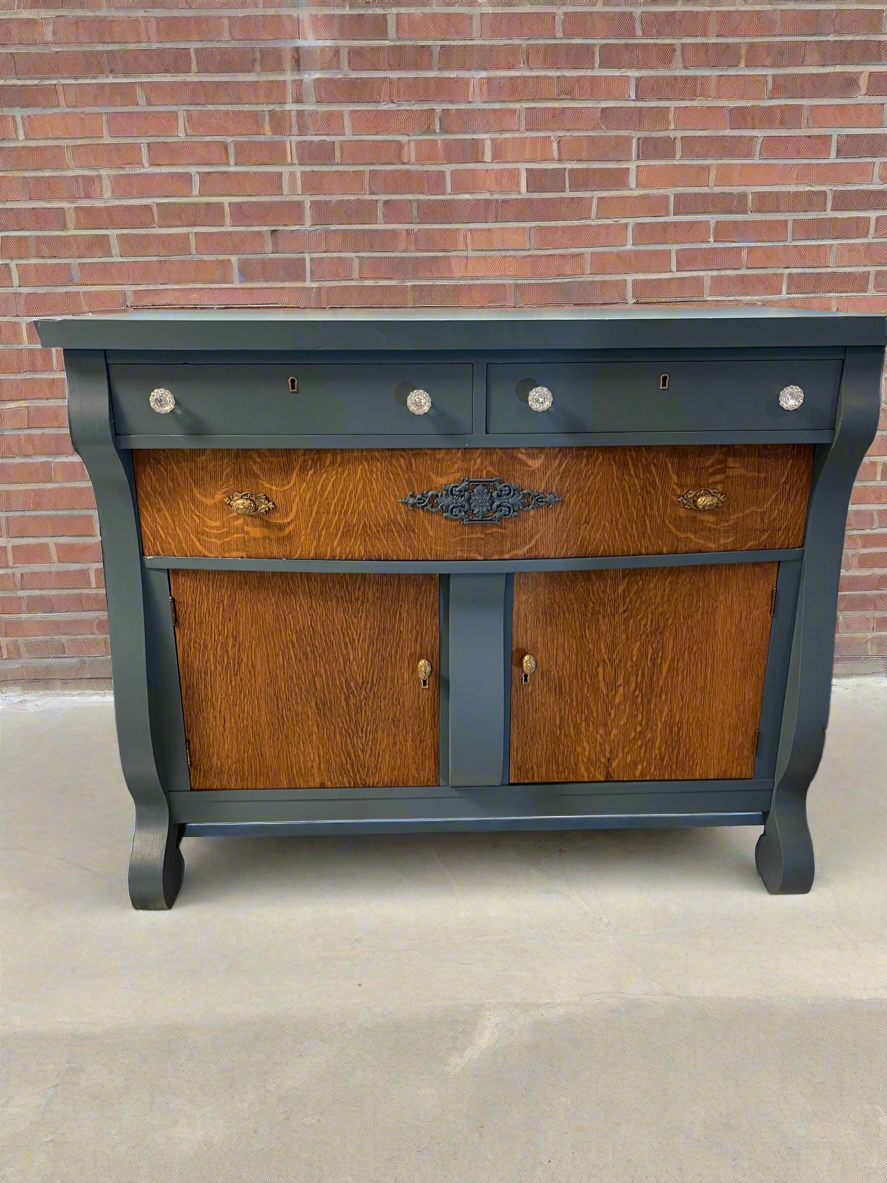 Refinished Empire Buffet – | Sherwin Williams Rain Cloud