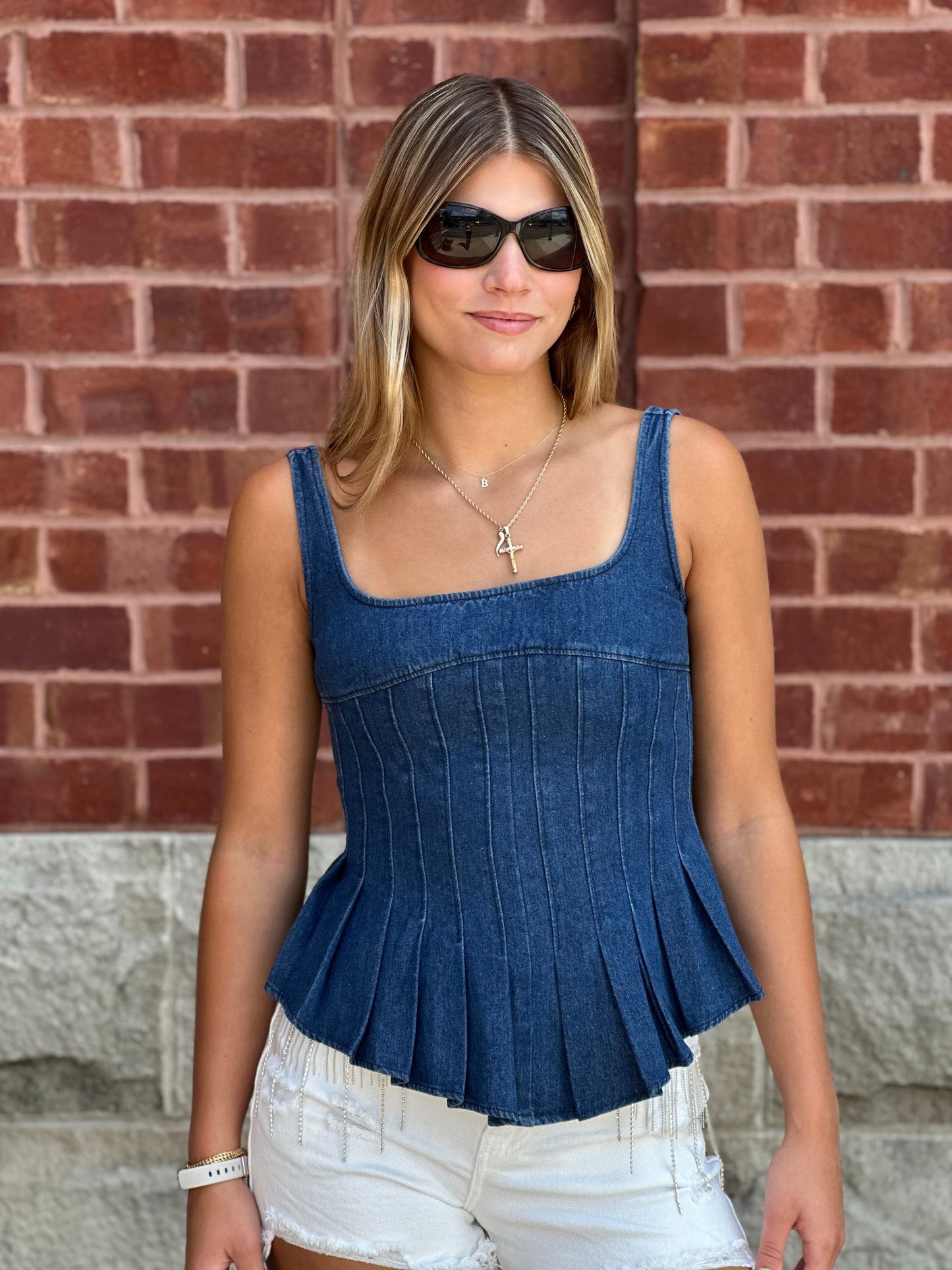 Peplum Denim Tank