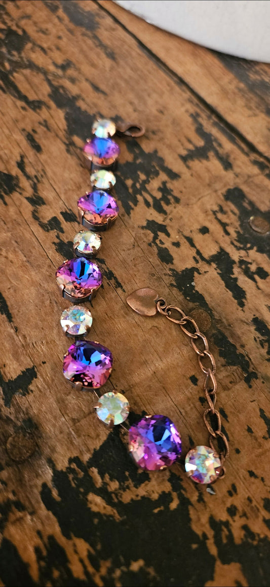 Anytime Crystals Genuine Swarovski Crystal 8.5 & 12mm Deep Purple Bracelet