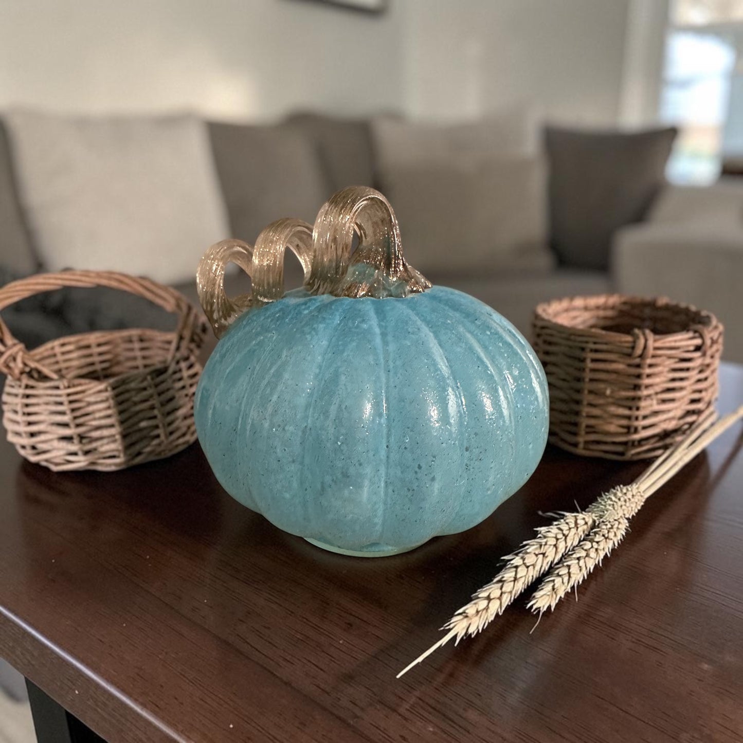 5” Pumpkin Small Glass in Blue