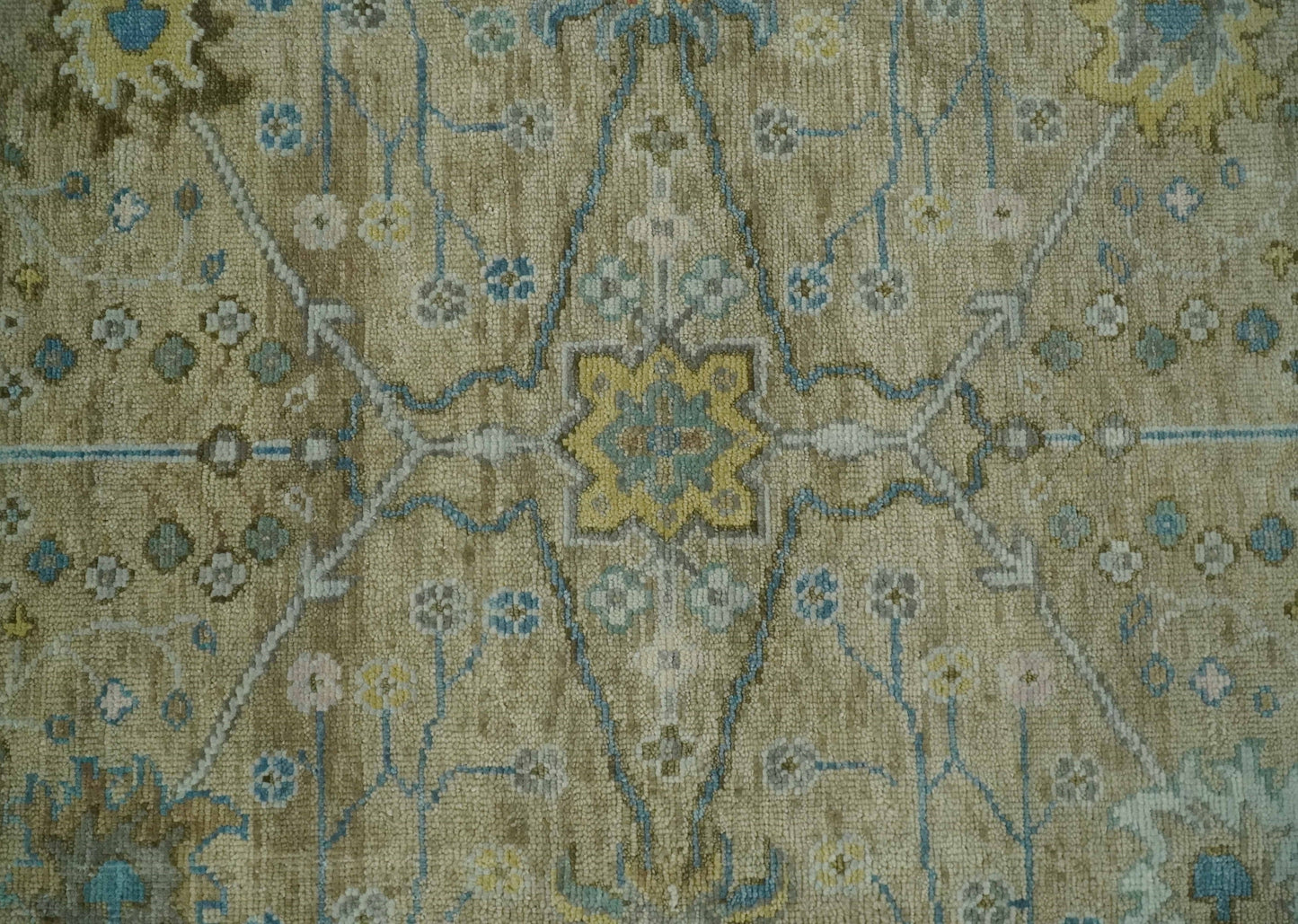 Hand Knotted Beige, Ivory and Gray Oushak Custom Made Wool Rug
