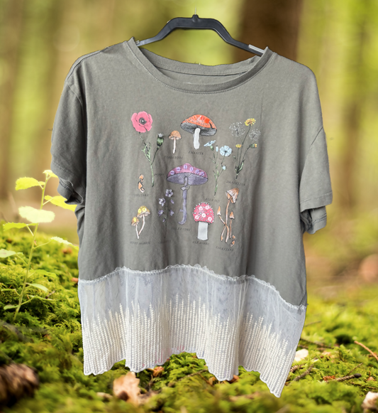 Upcycled Mushroom T-shirt Size XXL