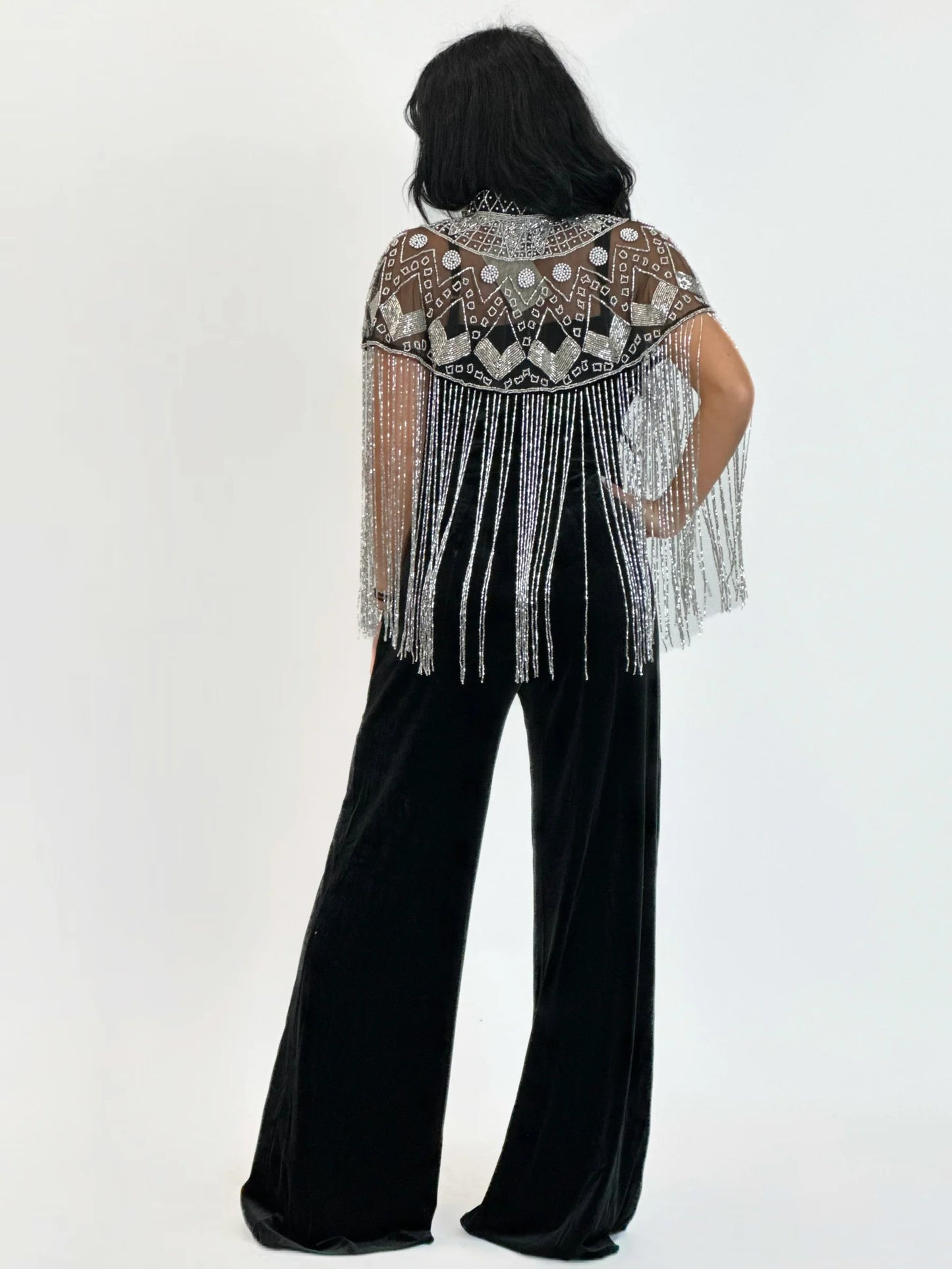 Silver Glass Beaded Cape