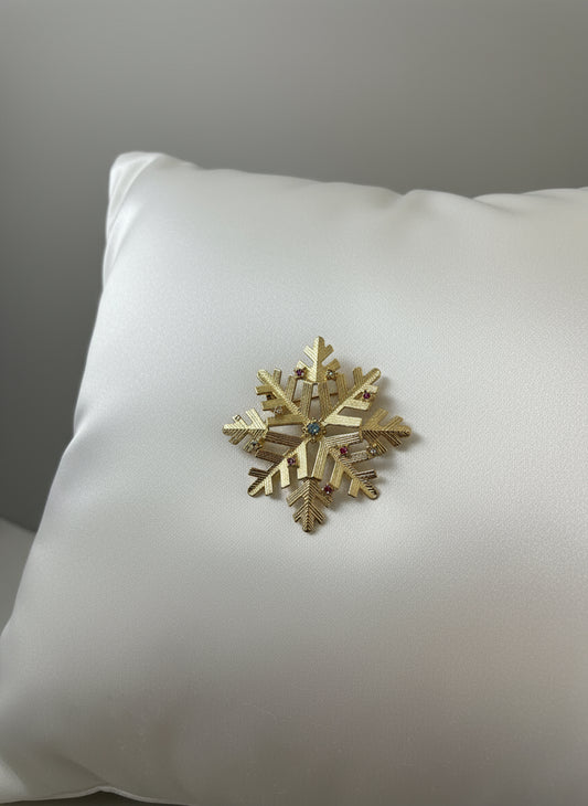 Vintage Gold Tone Snowflake broach