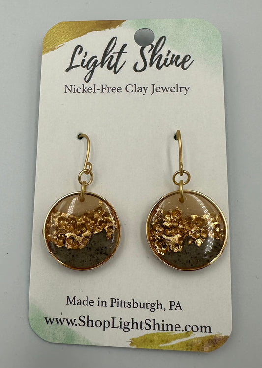 Hammer Round Gold Earrings