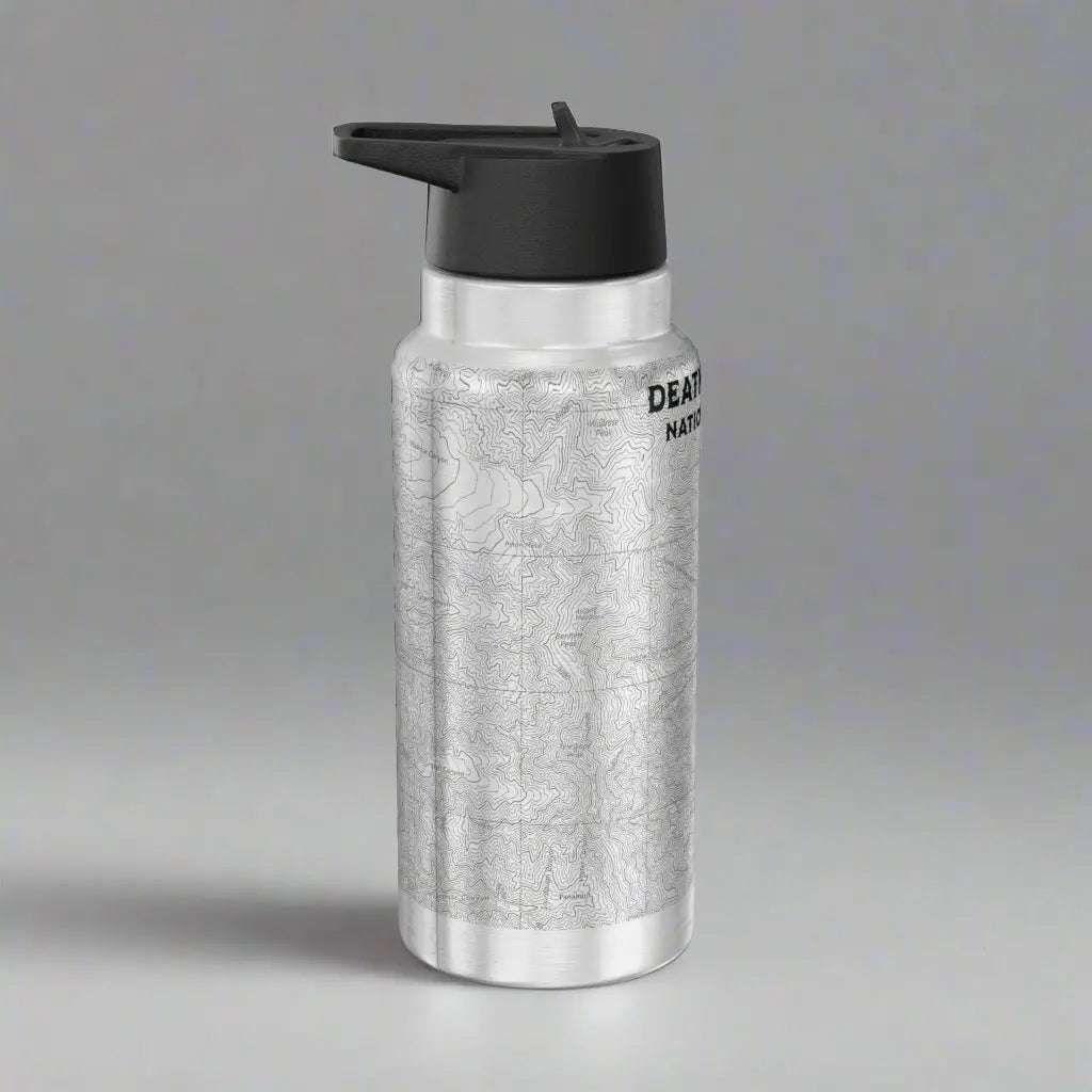 Death Valley National Park Badwater Basin Topographic Insulated Water Bottle Tumbler 32oz