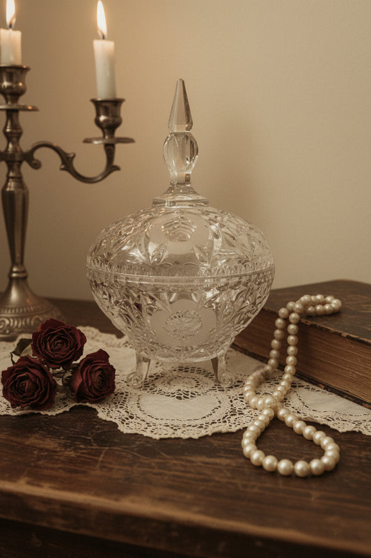Vintage Crystal Lidded Candy Dish