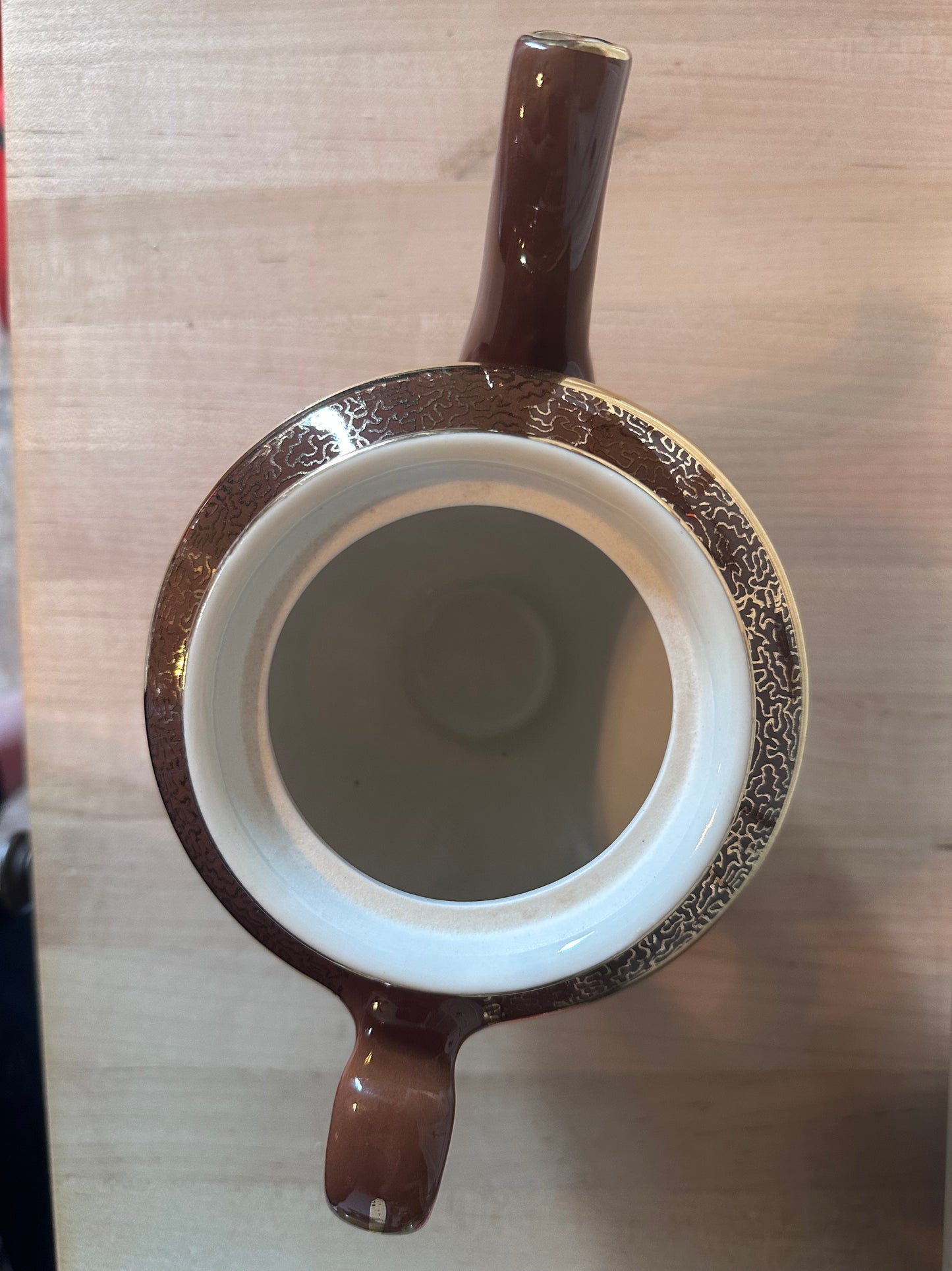 Hall Brown Gold Ceramic Teapot