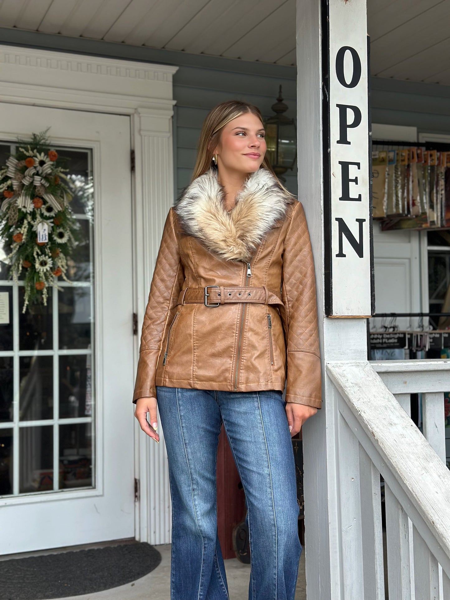 Faux Fur Belted Jacket