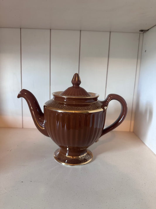 Hall Brown Gold Ceramic Teapot