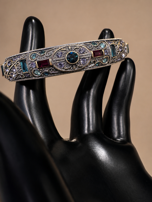 Heidi Daus Crystal Art Deco Hinged Bracelet 6.5”