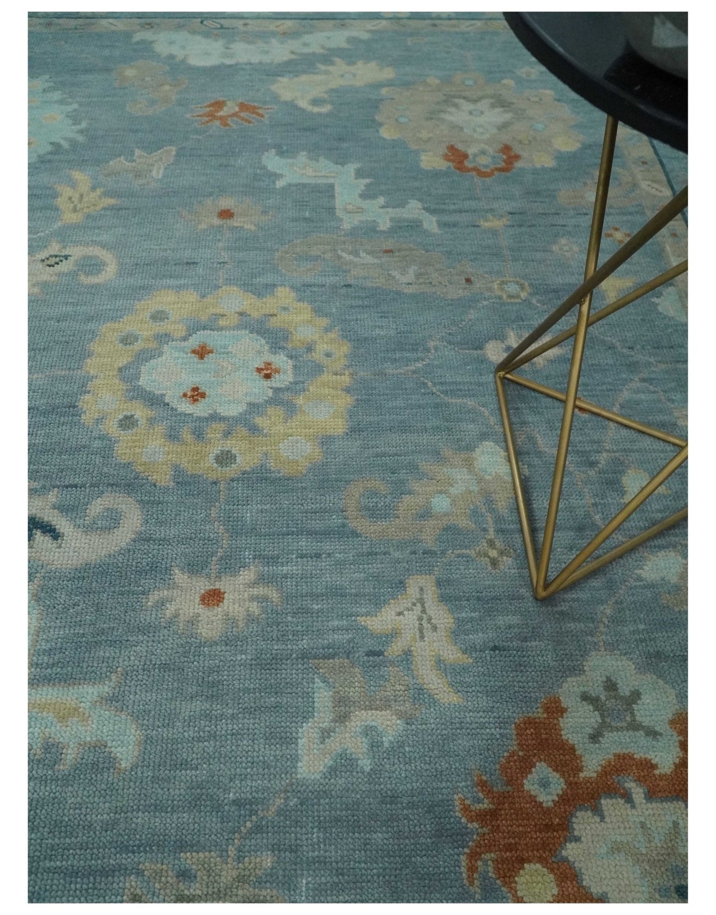 Silver and Beige Hand knotted Traditional Multi Size Oushak Wool Area Rug