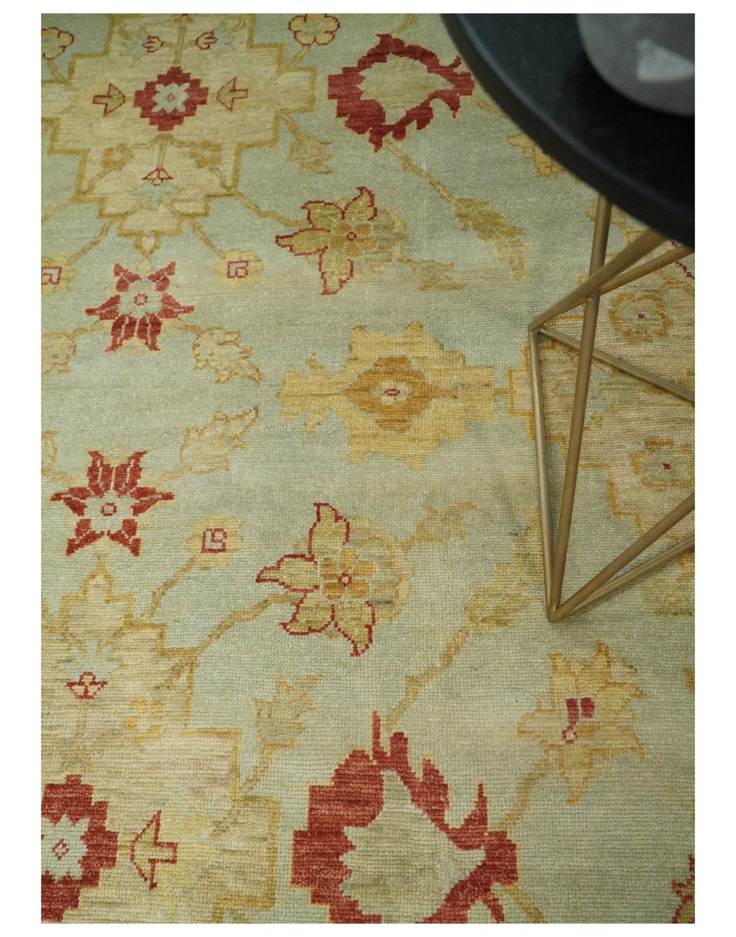 8x10 Fine Hand Knotted Beige and Rust Traditional Vintage Persian Antique Wool Rug | AGR36