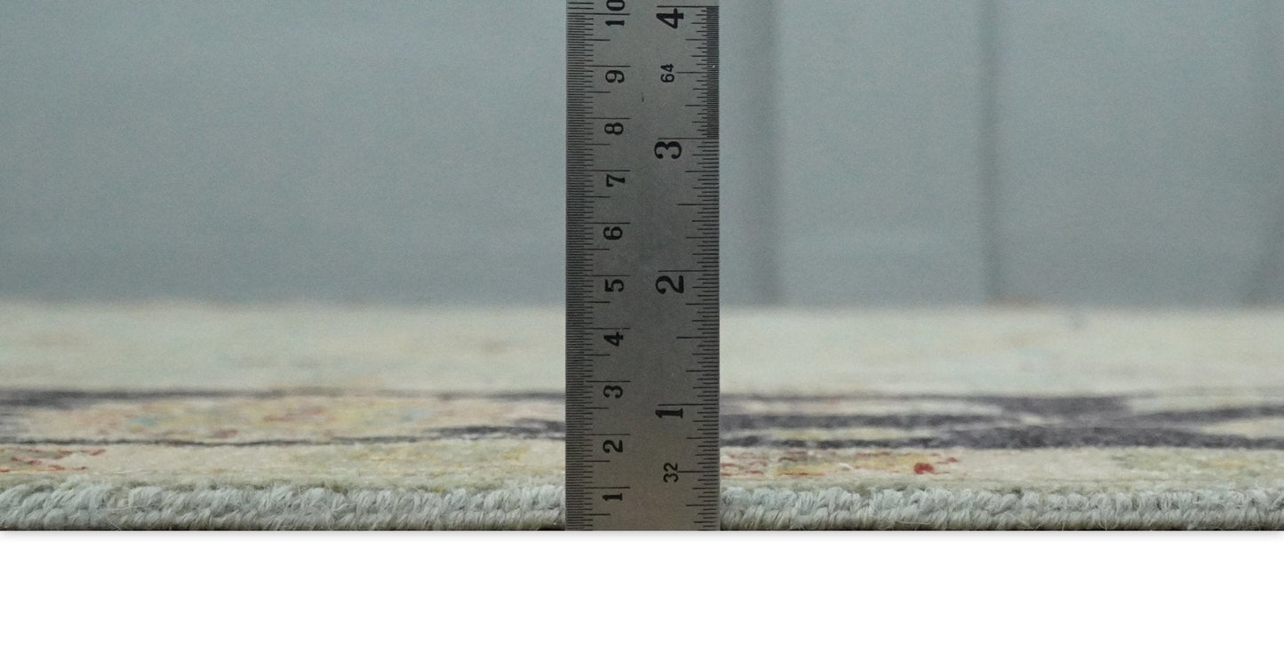 8x10 Fine Hand Knotted Silver and Black Muted Antique Traditional Vintage Persian Wool Rug | AGR45