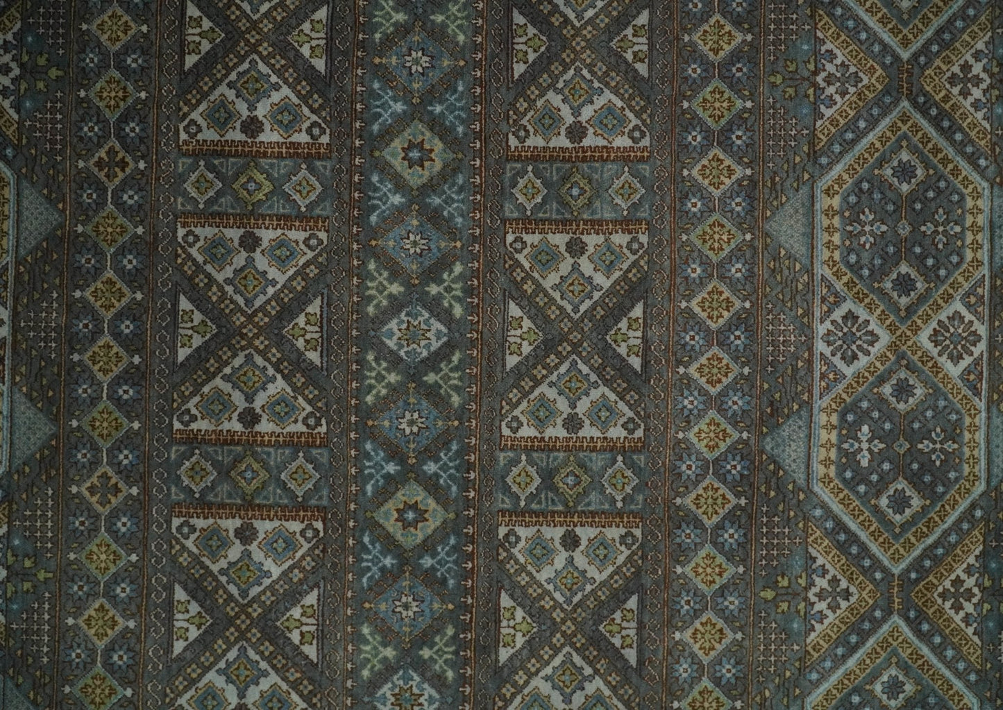 8x10 Fine Hand Knotted Brown and Blue Southwestern Traditional Antique Area Rug | AGR41