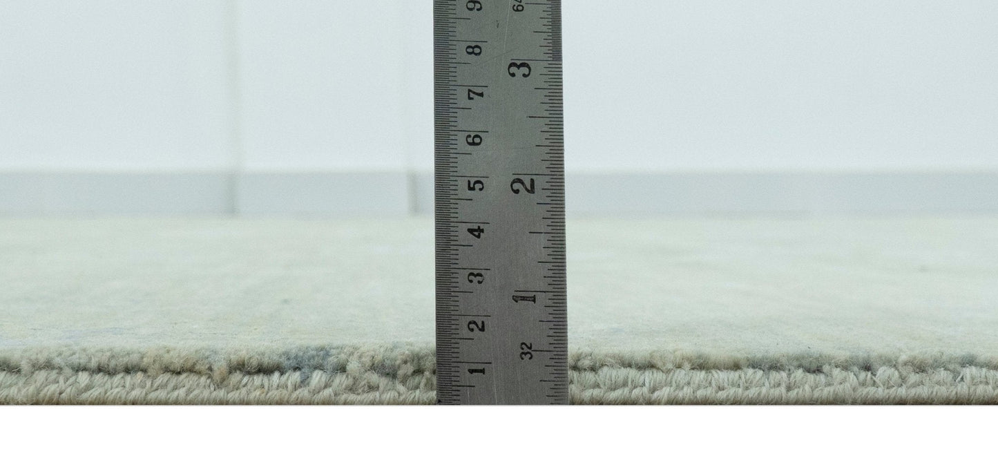 8X10 Fine Hand Knotted Green And Gray Modern abstract Design Wool and Art Silk Rug