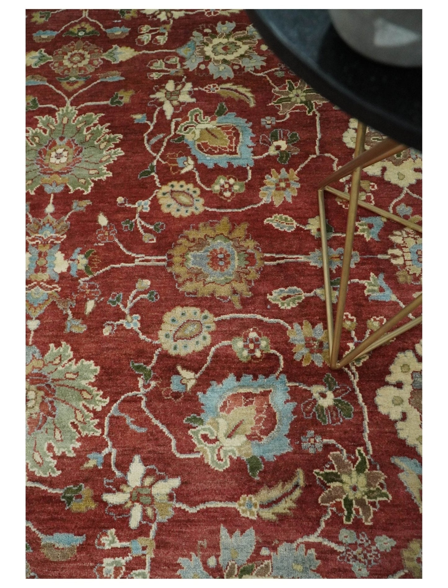 8x10 Fine Hand Knotted Rust and Ivory Traditional Vintage Persian Style Antique Wool Rug | AGR20