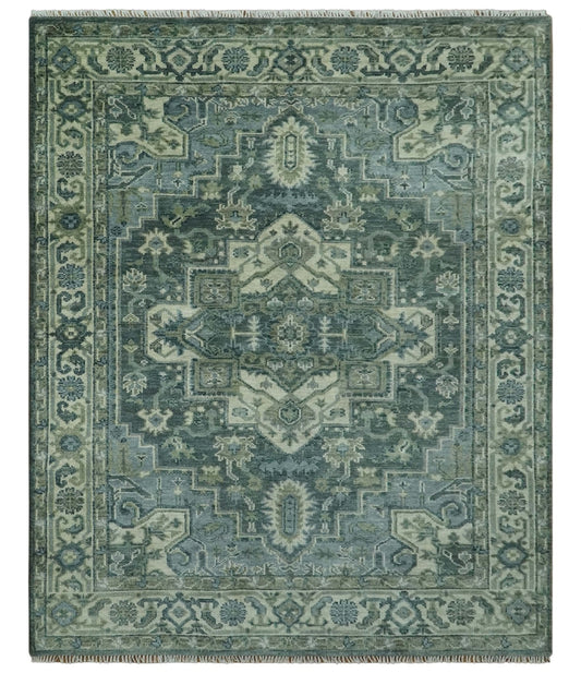 Hand Knotted Ivory, and Shades of Gray Traditional Custom made wool rug