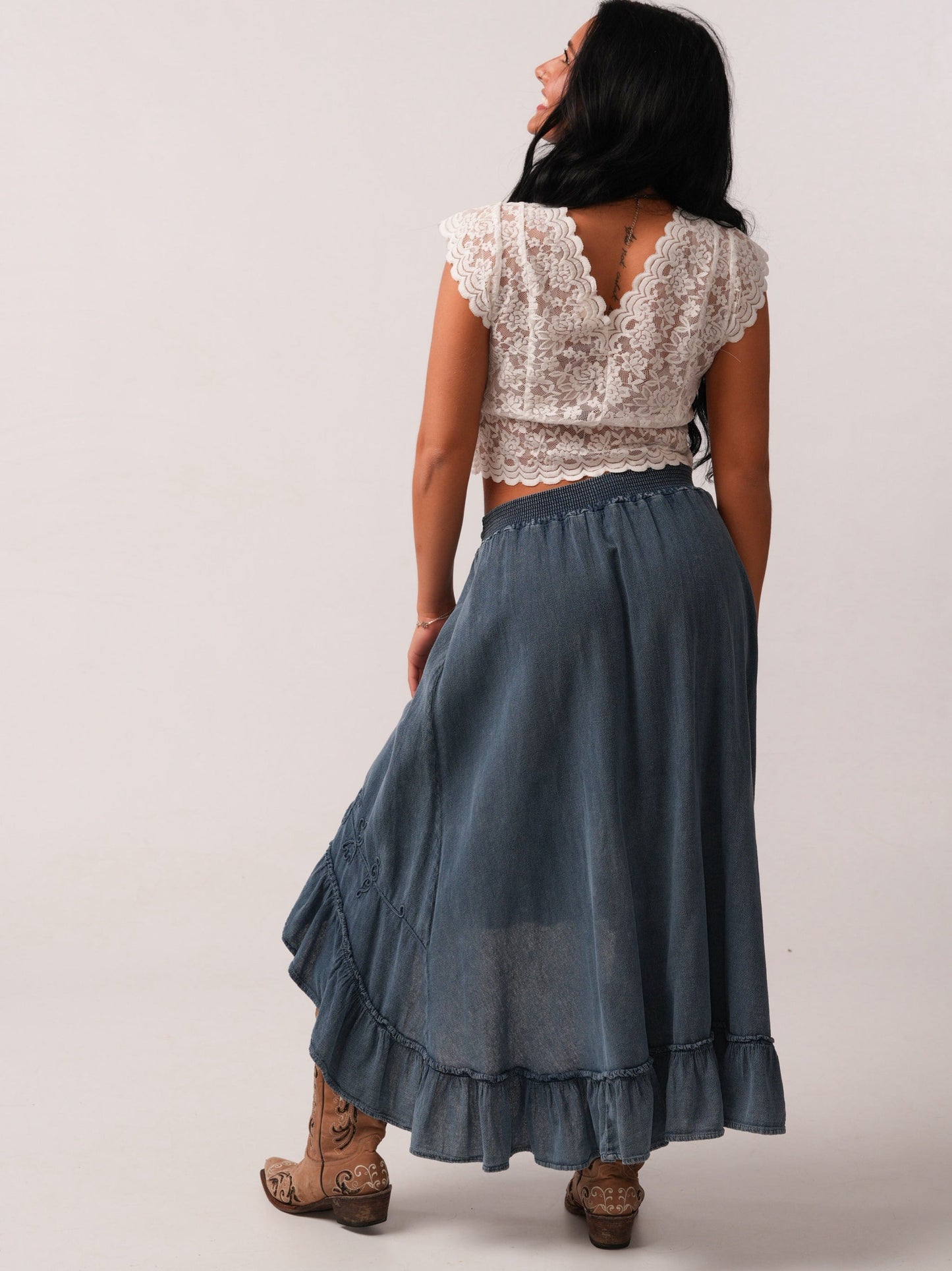 Savanna Hi - Low Ruffle Hem Skirt