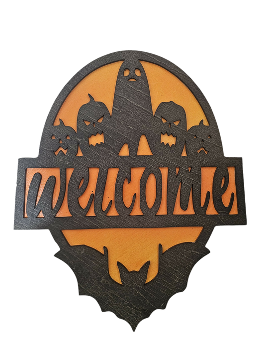 Halloween Welcome Wall Plaque