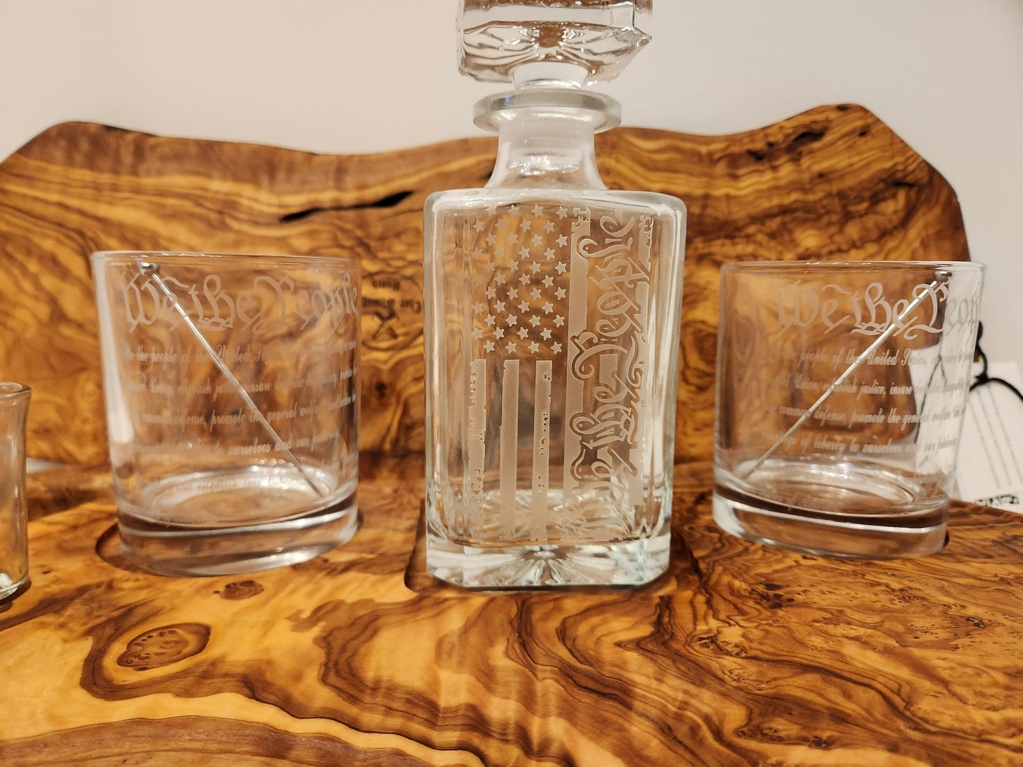 Char-Shooterie board and "We the People" Decanter set