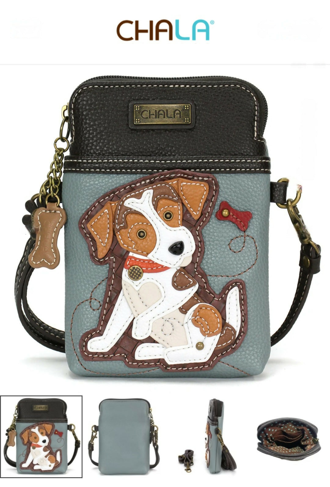 Anytime Crystals Chala Handbags Cellphone Xbody - Jack Russell