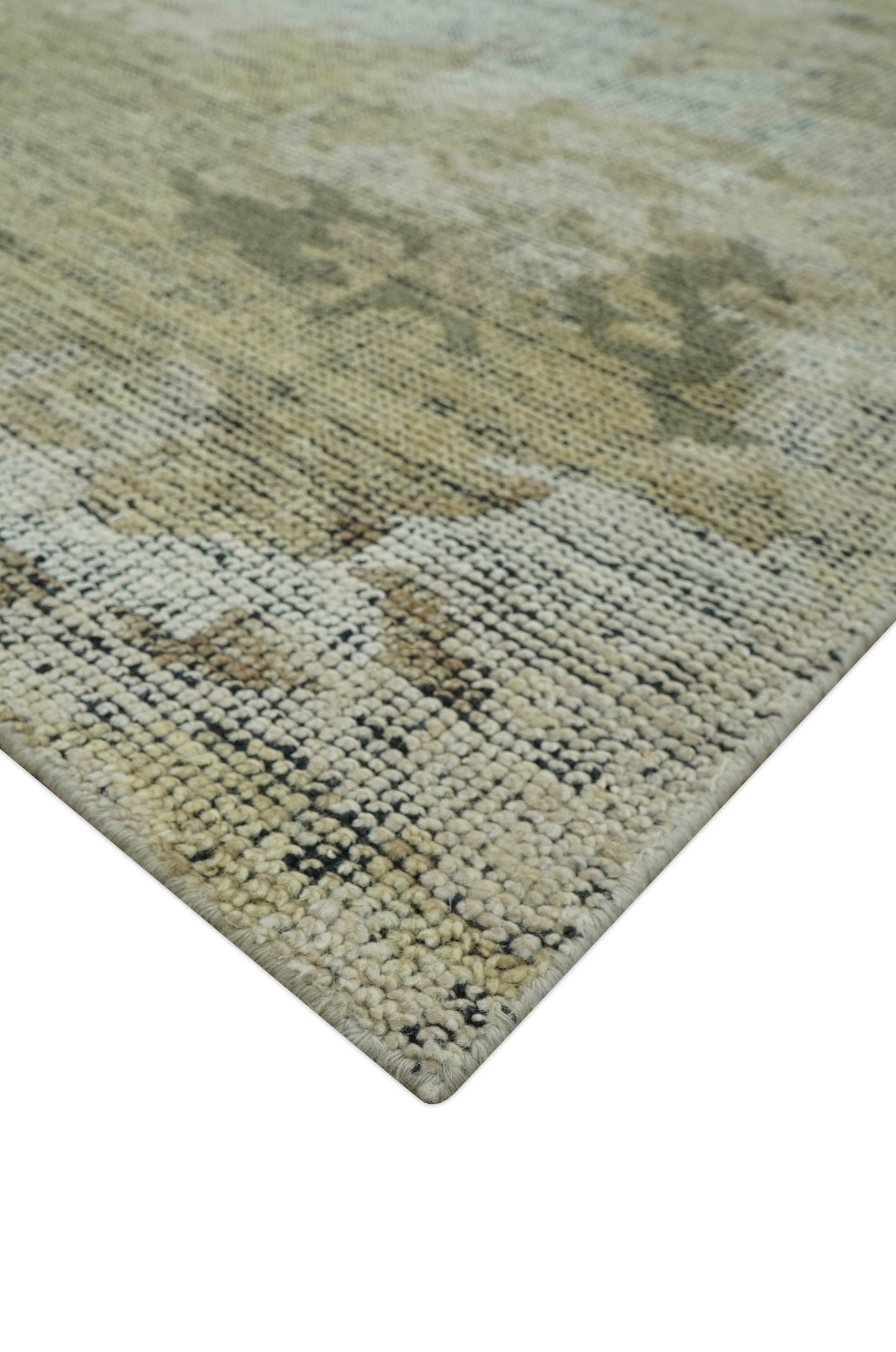 Brown And Silver Abstract Design Hand Knotted Custom Made wool rug