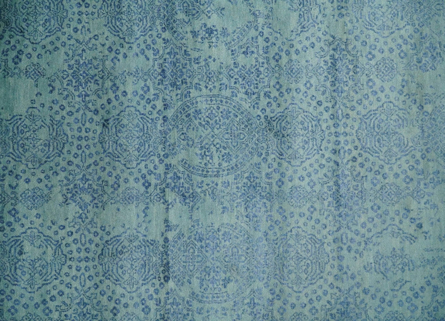 9x12 Fine Hand Knotted Blue and Teal Traditional Vintage Persian Style Antique Wool Rug | AGR33