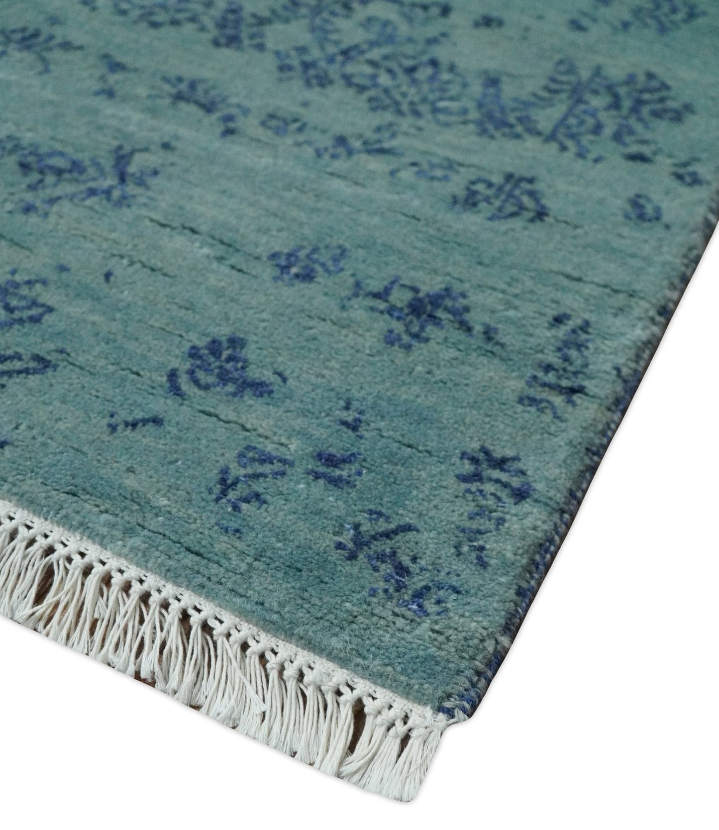 9x12 Fine Hand Knotted Blue and Teal Traditional Vintage Persian Style Antique Wool Rug | AGR33