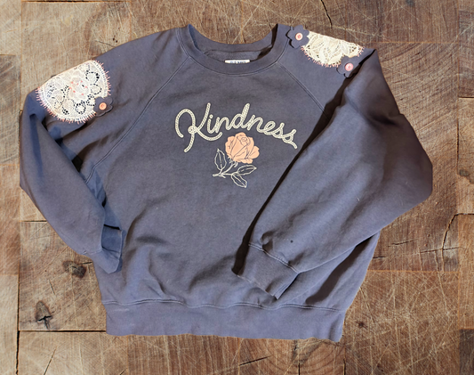 "Be Kind" Upcycled & Reloved Sweatshirt Size Large