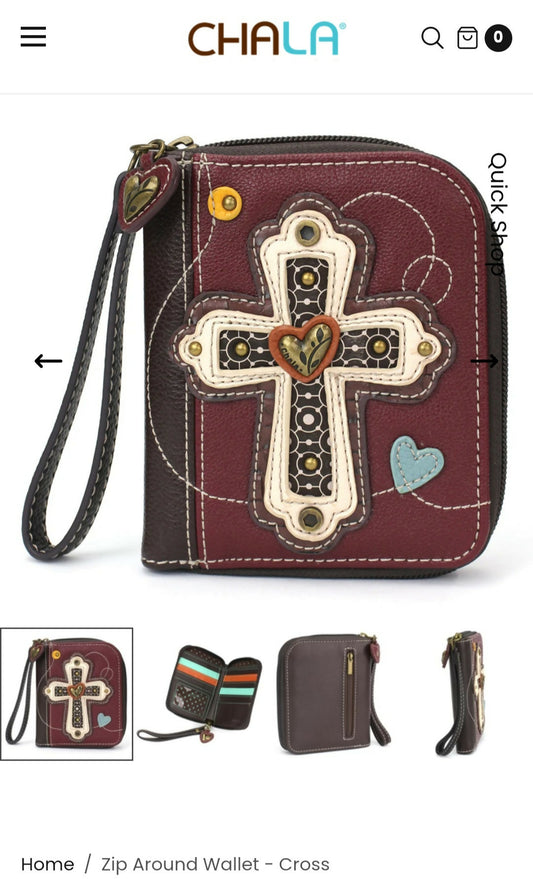 Anytime Crystals Chala Handbags Zip Around Wallet - Cross