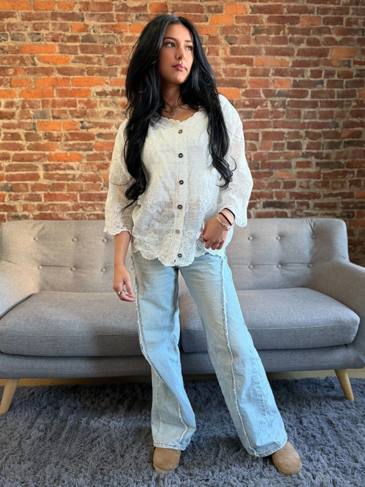 Crochet Button Up Cardigan